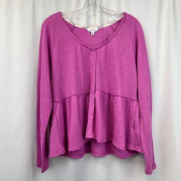 Daily Thread Women Pink Knitted V-Neck Long Sleeves Sweater Top Size Large New - Picture 1 of 9